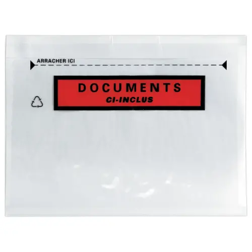 250 Zelfklevende hoesjes 'DOCUMENTEN HIERIN' formaat C6 162x120 mm