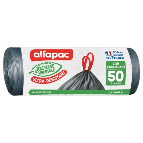 10 Alfapac extra stevige vuilniszakken - circulaire economie 50L