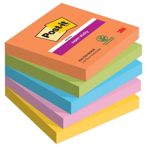 005 Super sticky memoblaadjes Collectie Boost - 76 x 76 mm - 90 blaadjes – POST-IT