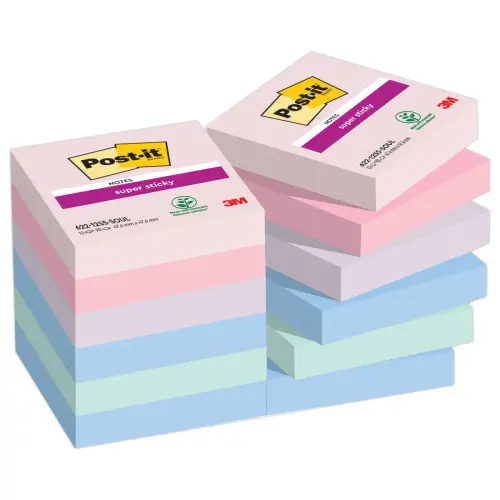 012 Super sticky memoblaadjes Collectie Soulful - 47,6 x 47,6 mm - 90 blaadjes - POST-IT 