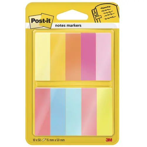 Papieren indextab-bladwijzers - Diverse kleuren - 10 blokken x 50 blaadjes - POST-IT 
