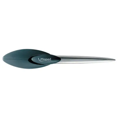 Klassieke briefopener met ergonomische handgreep in zwart plastic, 17 cm 