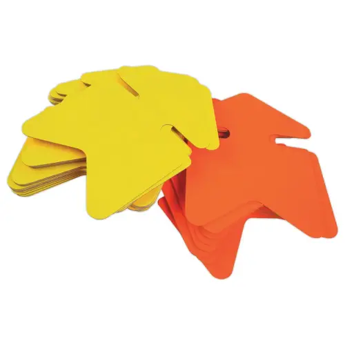 25  Etiketten karton vorm pijl geel/oranje 160x 240 mm - Doos van 25 