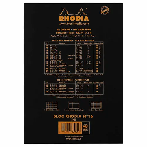 Notitieblok A4 - Zwart - 80 vellen - RHODIA