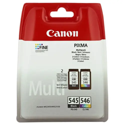 2  Pakket met CANON PG-545 en CL-546 in zwart en kleuren 