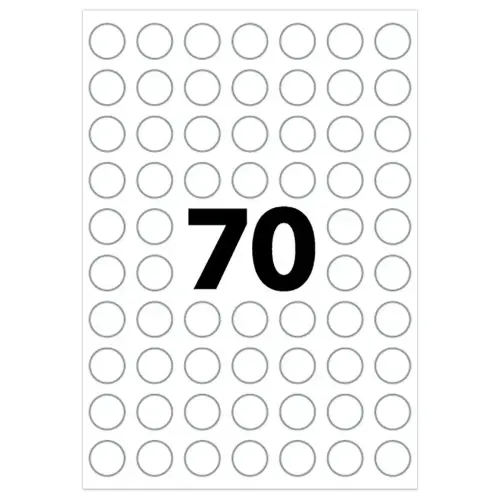 Zakje van 560 zelfklevende witte tabletten met een diameter van 8 mm