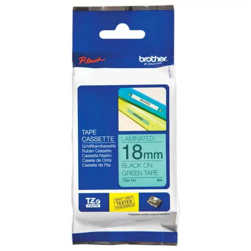 Lint voor labelprinter BROTHER TZE 741 18mm groen met zwarte print