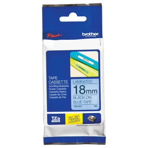 Lint voor labelprinter BROTHER TZE 541 18mm blauw met zwarte afdruk 