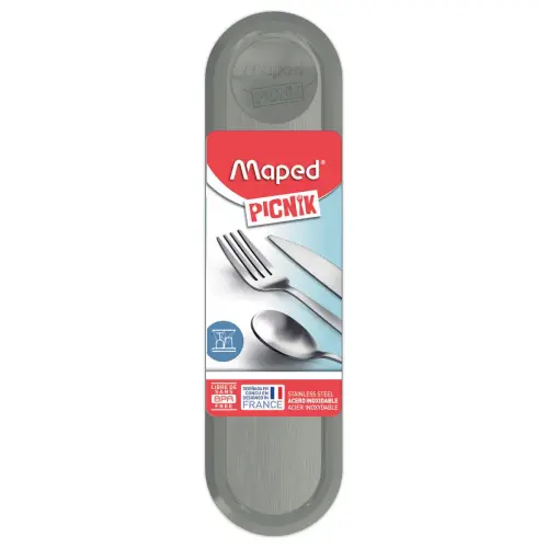 Plastic doos met bestek - Grijs deksel
