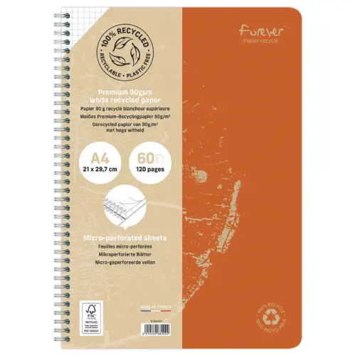 Gerecycled A4 gelinieerde spiraalnotitieboek.
