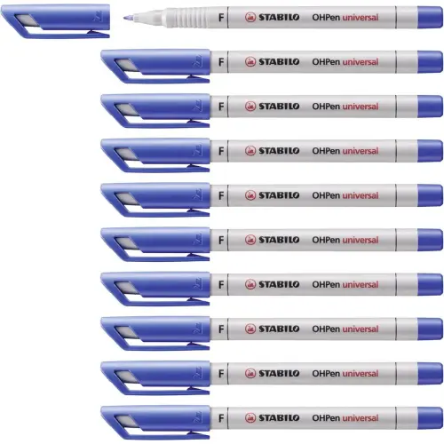STABILO OHPen uitwisbare marker - overheadprojectie en gladde oppervlakken - fijne punt - blauw