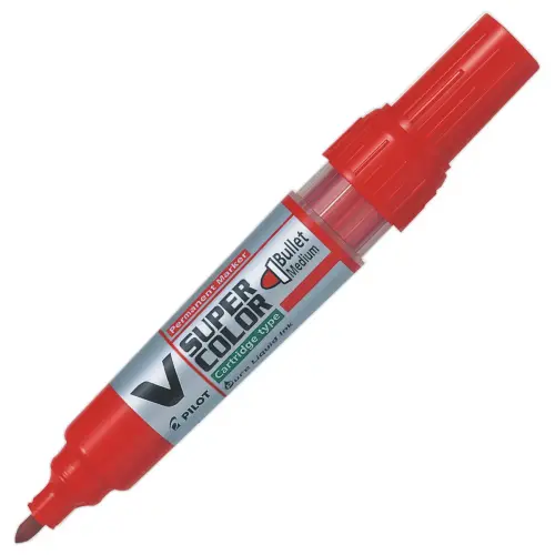 Permanente marker met vloeibaar inkt. V-SUPERCOLOR. Rood 
