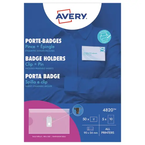 50 Speld- en pinbadges 9 x 5,4 cm