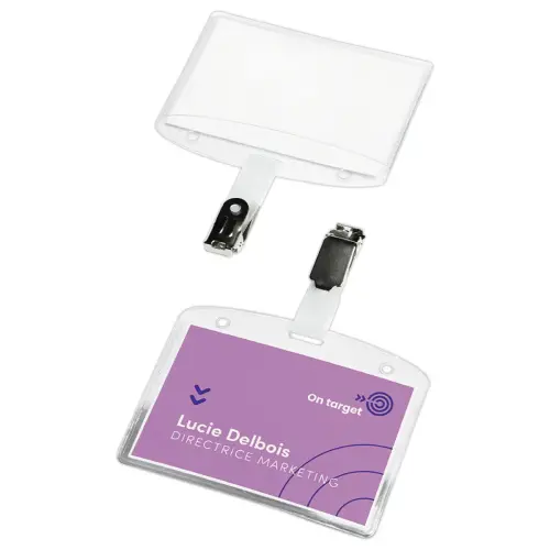25  Metalen clipbadgehouder 9 x 6 cm 