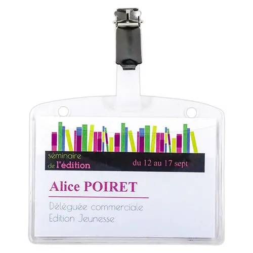 25  Metalen clipbadgehouder 9 x 6 cm 