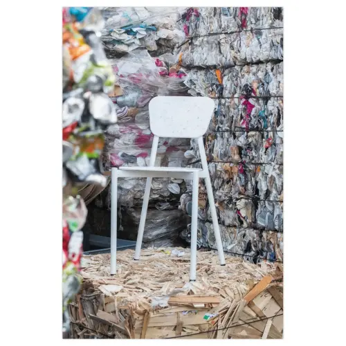Gerecycleerde MAHAUT 4-poots stoel met FLOREAL decor gemonteerd 