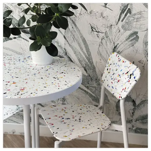 Gerecycleerde MAHAUT 4-poots stoel met FLOREAL decor gemonteerd 