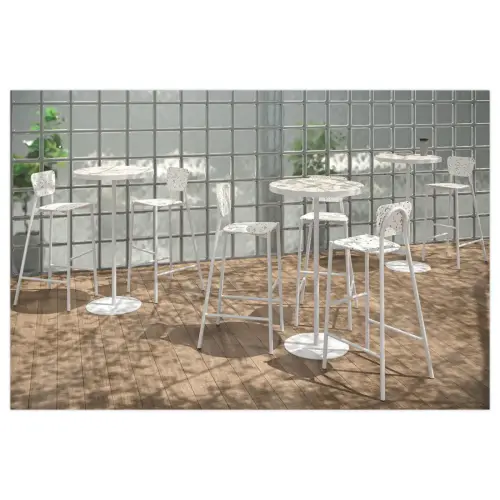 Hoge tabouret MAHAUT decor FLOREAL gemonteerd