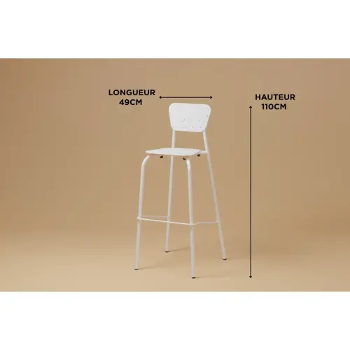 Hoge tabouret MAHAUT decor FLOREAL gemonteerd