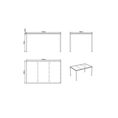 Rechthoekige tafel 140x90 cm MAHAUT decoreert FLOREAL gerecycled