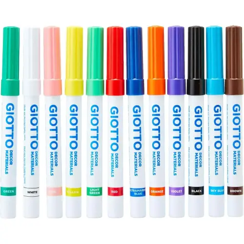 GIOTTO viltstift voor waterbasis decoratie op meerdere ondergronden - assorti kleuren - set van 48 