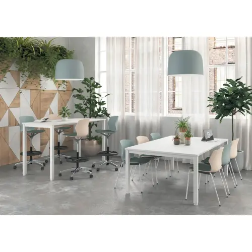 Rechthoekige hoge tafel 180 x 80 wit/wit 