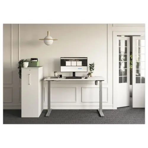 Bureau BERNE elektrisch 160 x 80 acacia/alu eenvoudige behuizing