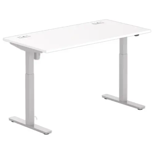 Bureau BERNE elektrisch 160 x 80 wit/alu eenvoudige behuizing 
