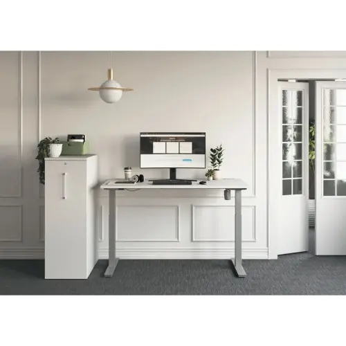 Bureau BERNE elektrisch 160 x 80 wit/alu eenvoudige behuizing 