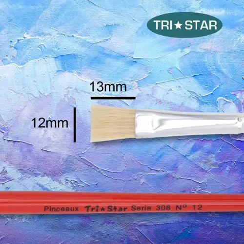 Platte penseel nr. 12 - OZ - van zijdehaar - acryl- en olieverf