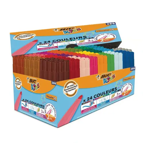 BIC VISA kleurstiften met fijne punt - uitwasbare inkt - assorti kleuren - set van 288 