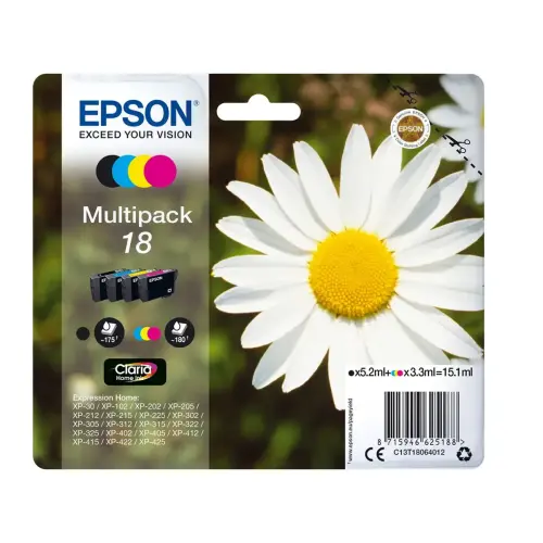 4  CARTOUCHE EPSON 18 N.C.J.M MULTIPACK Madeliefje 