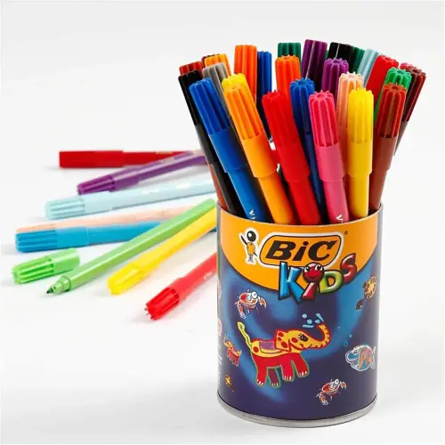BIC VISA kleurstiften met fijne punt - uitwasbare inkt - assorti kleuren - set van 36 
