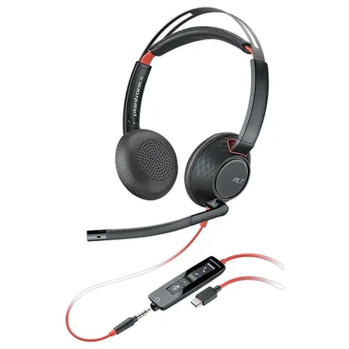 BEDRADE KABEL HEADSET POLY BLACKWIRE 5220 USB-A/C en Jack 3.5mm 