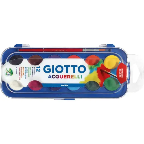 Gouache pastilles GIOTTO - assorti kleuren - 30mm x12 + penseel