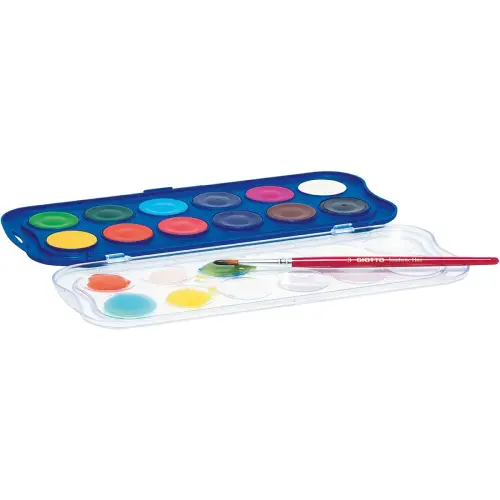 Gouache pastilles GIOTTO - assorti kleuren - 30mm x12 + penseel