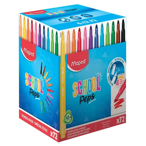 MAPED COLORPEPS kleurstiften met gemiddelde punt - uitwasbare inkt - assorti kleuren - set van 72 