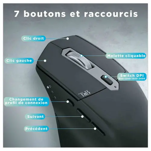 Draadloze semi-ergonomische dual connect muis 