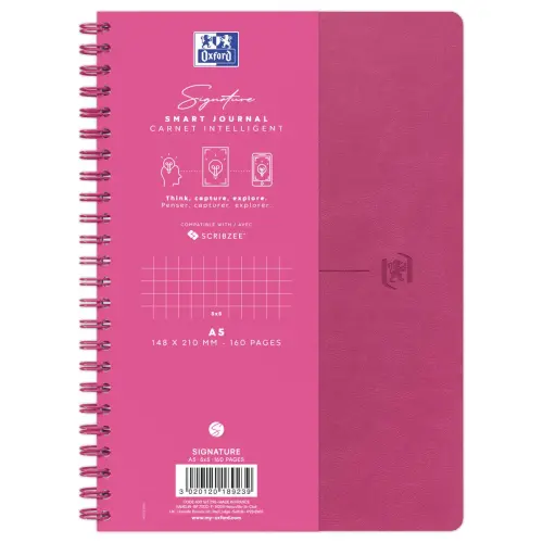 Cahier Signature gebonden A5 160 pagina's 5x5. Fuchsia 