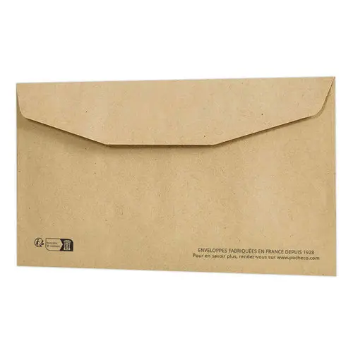 1000 MSP enveloppen van kraftpapier - 85g - 114x229mm - Venster 35x100mm - POCHECO