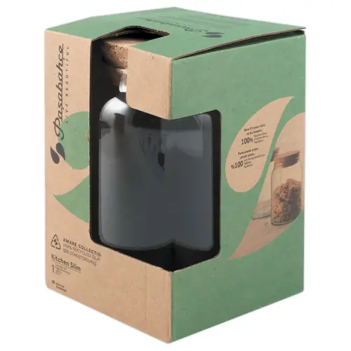 Glazen pot van gerecycled materiaal met kurken deksel 0,86L 