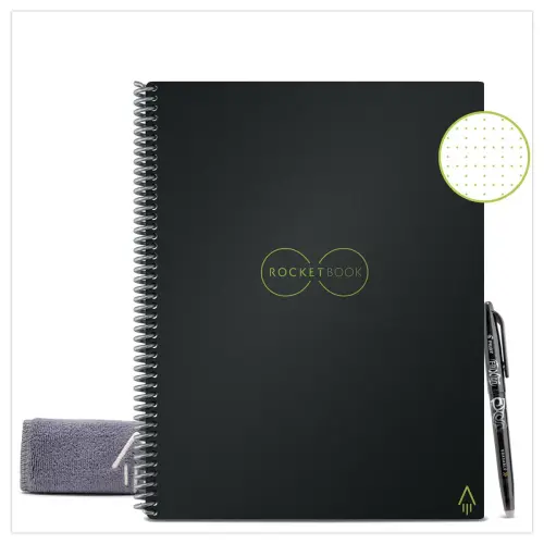 Met het internet verbonden en oneindig herbruikbare notitieblok Rocketbook Core Letter - A4 - Zwart - 32 pagina's - ROCKETBOOK