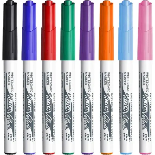 BIC Velleda 1741 drooguitwisbare marker voor whiteboard - gemiddelde punt - assorti kleuren - set van 8