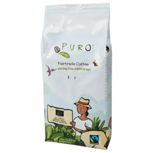 Verpakking gemalen koffie 1Kg Puro Fairtrade Bio - Intensiteit 7