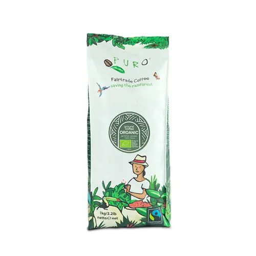 Verpakking gemalen koffie 1Kg Puro Fairtrade Bio - Intensiteit 7