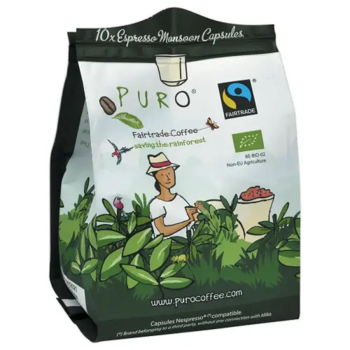 10 koffiecapsules MonsoonFairtrade Bio - Intensiteit 7
