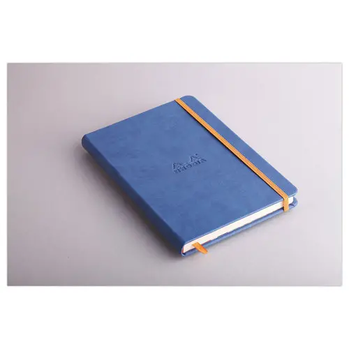 Genaaid schrift Rhodiarama A5 192 pagina's - harde kaft - blauw - RHODIA