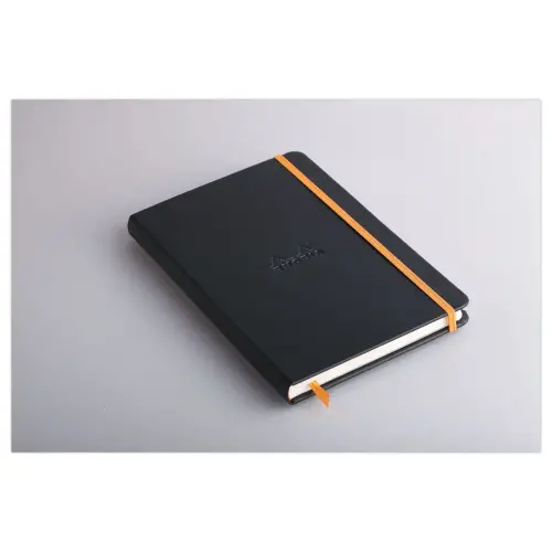 Genaaid schrift Rhodiarama A5 192 pagina's - harde kaft - zwart - RHODIA