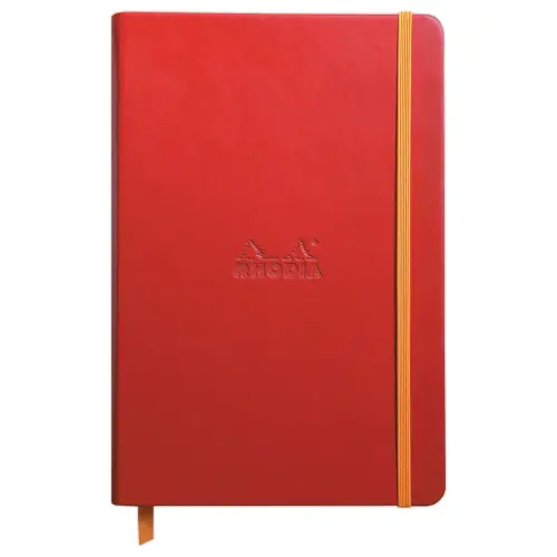 Genaaid schrift Rhodiarama A5 192 pagina's - harde kaft - rood - RHODIA 