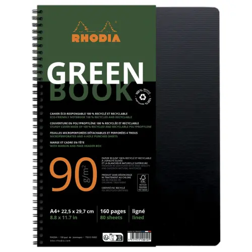 Rhodia notitieboek van gerecycled polypropyleen 160 pagina's A4+ Gelijnd. Zwart